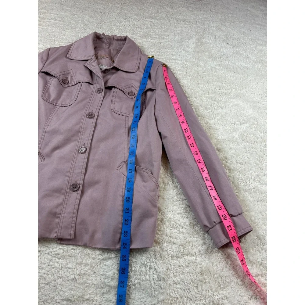 Le Soleil Vintage Kids Mauve Button Front Field‎ Jacket Water Repellent 11/12